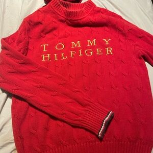 Tommy Hilfiger Red Cable Knit Men's Sweater